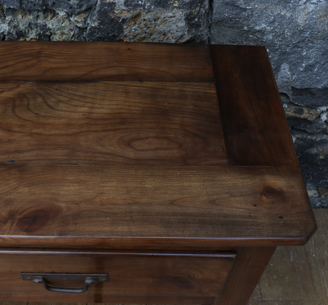 18th Century Three Drawer Side Table with Original Iron Handles